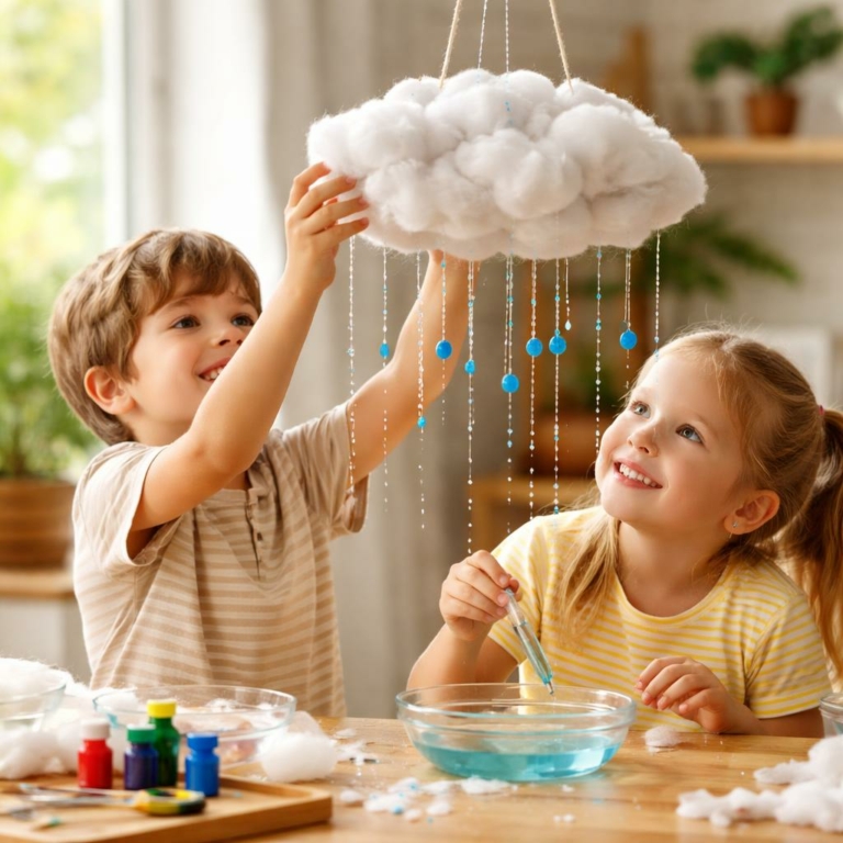Nuage qui pleut DIY : jouet sensoriel facile à fabriquer pour enfants