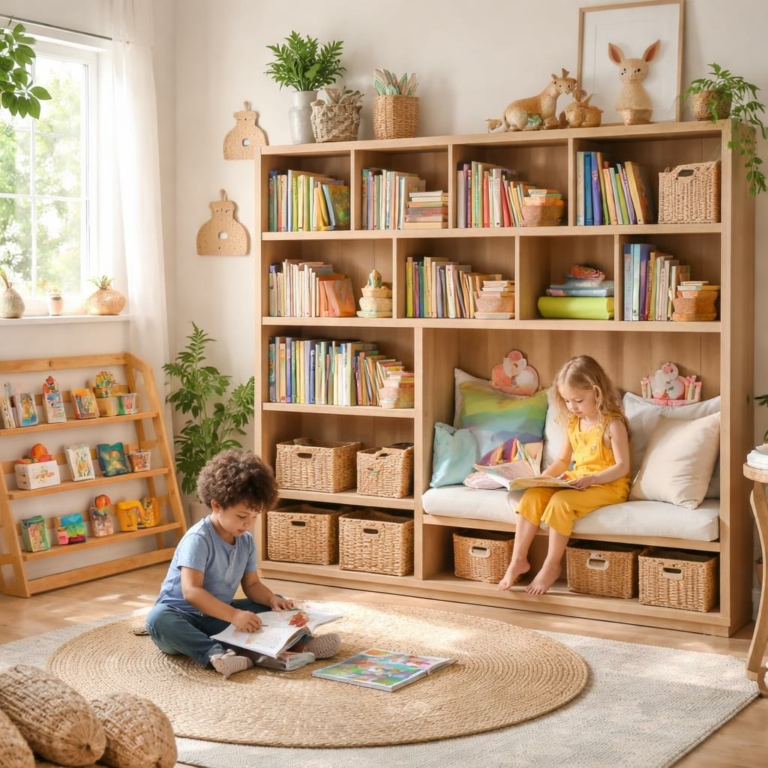 19 idées inspirantes de bibliothèques pour chambre d’enfant pour éveiller les petits lecteurs